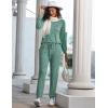 Ekouaer Womens Pajamas Set Long Sleeve Loungewear Soft Lounge Set Joggers with Pockets(Blue Green)