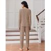Ekouaer Womens Pajamas Set Long Sleeve Loungewear Soft Lounge Set Joggers with Pockets(Brown)