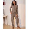 Ekouaer Womens Pajamas Set Long Sleeve Loungewear Soft Lounge Set Joggers with Pockets(Brown)
