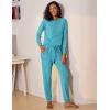 Ekouaer Womens Pajamas Set Long Sleeve Loungewear Soft Lounge Set Joggers with Pockets(Dark Blue)