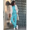 Ekouaer Womens Pajamas Set Long Sleeve Loungewear Soft Lounge Set Joggers with Pockets(Dark Blue)