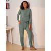 Ekouaer Womens Pajamas Set Long Sleeve Loungewear Soft Lounge Set Joggers with Pockets(Gray Green)