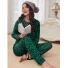 Ekouaer Womens Pajamas Set Long Sleeve Loungewear Soft Lounge Set Joggers with Pockets(Green Leopard)