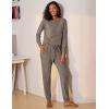 Ekouaer Womens Pajamas Set Long Sleeve Loungewear Soft Lounge Set Joggers with Pockets(Light Brown)