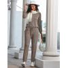 Ekouaer Womens Pajamas Set Long Sleeve Loungewear Soft Lounge Set Joggers with Pockets(Light Brown)