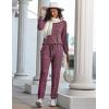 Ekouaer Womens Pajamas Set Long Sleeve Loungewear Soft Lounge Set Joggers with Pockets(Maroon)