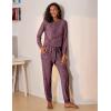 Ekouaer Womens Pajamas Set Long Sleeve Loungewear Soft Lounge Set Joggers with Pockets(Maroon)
