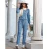 Ekouaer Womens Pajamas Set Long Sleeve Loungewear Soft Lounge Set Joggers with Pockets(Navy)