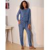 Ekouaer Womens Pajamas Set Long Sleeve Loungewear Soft Lounge Set Joggers with Pockets(Navy Blue)