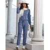 Ekouaer Womens Pajamas Set Long Sleeve Loungewear Soft Lounge Set Joggers with Pockets(Navy Blue)