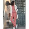 Ekouaer Womens Pajamas Set Long Sleeve Loungewear Soft Lounge Set Joggers with Pockets(Pale Violet Red)