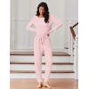 Ekouaer Womens Pajamas Set Long Sleeve Loungewear Soft Lounge Set Joggers with Pockets(Pink Stripe)