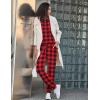 Ekouaer Womens Pajamas Set Long Sleeve Loungewear Soft Lounge Set Joggers with Pockets(Red and Black Plaid)