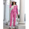 Ekouaer Womens Pajamas Set Long Sleeve Loungewear Soft Lounge Set Joggers with Pockets(Rose Red)