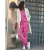Ekouaer Womens Pajamas Set Long Sleeve Loungewear Soft Lounge Set Joggers with Pockets(Rose Red)