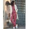 Ekouaer Womens Pajamas Set Long Sleeve Loungewear Soft Lounge Set Joggers with Pockets(Wine Red)