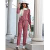 Ekouaer Womens Pajamas Set Long Sleeve Loungewear Soft Lounge Set Joggers with Pockets(Wine Red)