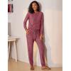 Ekouaer Womens Pajamas Set Long Sleeve Loungewear Soft Lounge Set Joggers with Pockets(Wine Red)