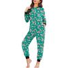 Ekouaer Christmas Onesie Fleece Long Sleeve Adult One Piece Pajamas for Women Zipper Pjs with Pocket S-XXL(Christmas Green)