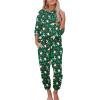 Ekouaer Womens Pajamas Set Long Sleeve Loungewear Soft Lounge Set Joggers with Pockets(Green Christmas)