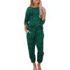 Ekouaer Womens Pajamas Set Long Sleeve Loungewear Soft Lounge Set Joggers with Pockets(Green Leopard)