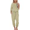 Ekouaer Womens Pajamas Set Long Sleeve Loungewear Soft Lounge Set Joggers with Pockets(Light Green)