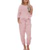Ekouaer Womens Pajamas Set Long Sleeve Loungewear Soft Lounge Set Joggers with Pockets(Light Pink)