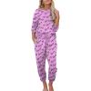 Ekouaer Womens Pajamas Set Long Sleeve Loungewear Soft Lounge Set Joggers with Pockets(Love)