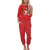 Ekouaer Womens Pajamas Set Long Sleeve Loungewear Soft Lounge Set Joggers with Pockets(Red Chirstmas Teddy)