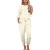 Ekouaer Womens Pajamas Set Long Sleeve Loungewear Soft Lounge Set Joggers with Pockets(Teddy)
