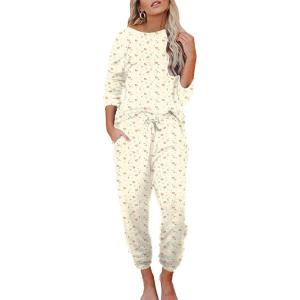 Ekouaer Womens Pajamas Set Long Sleeve Loungewear Soft Lounge Set Joggers with Pockets(Teddy)