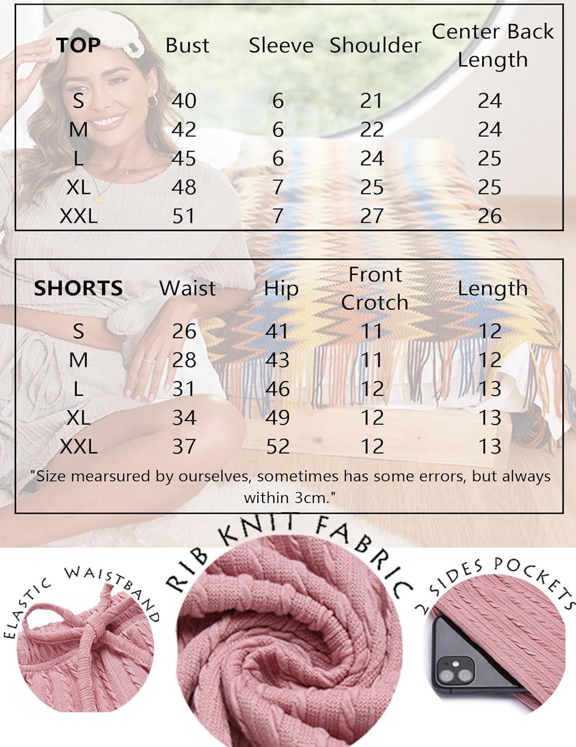 imageEkouaer Womens 2 Piece Lounge Sets Ribbed Knit Matching Outfits Tshirt and Shorts Sets Loungewear Casual Pajamas