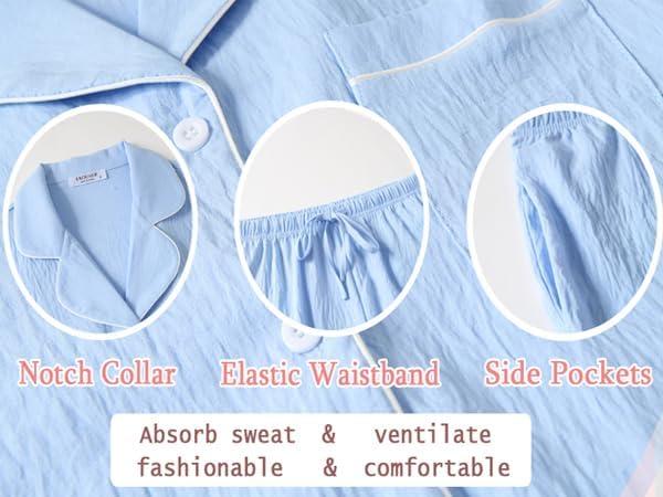imageEkouaer Womens Pajama Set Short Sleeve Sleepwear Summer Button Down Nightwear Lounge Set Soft Pjs Rose Red Medium
