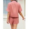 Ekouaer 2 Piece Linen Lounge Sets for Women Button Down Loungewear Tops and Shorts Pajama Set with Pockets