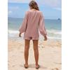 Ekouaer 2 Piece Pjs Set for Women One Shoulder Top and Shorts with Pockets Soft Outfits Set Pink