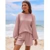 Ekouaer 2 Piece Pjs Set for Women One Shoulder Top and Shorts with Pockets Soft Outfits Set Pink