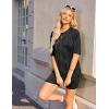 Ekouaer Biker Short Sets Women 2 Piece Outfits Shorts Lounge Sets Oversized Shirt Sweatsuits Set