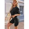 Ekouaer Biker Short Sets Women 2 Piece Outfits Shorts Lounge Sets Oversized Shirt Sweatsuits Set