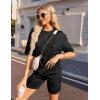 Ekouaer Biker Short Sets Women 2 Piece Outfits Shorts Lounge Sets Oversized Shirt Sweatsuits Set