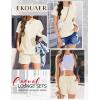 Ekouaer Lounge Sets for Women Textured 2 Piece Shorts Set Cozy Summer Outfits Casual Loungewear Short Sleeve Sweatsuits(Beige)
