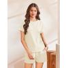 Ekouaer Lounge Sets for Women Textured 2 Piece Shorts Set Cozy Summer Outfits Casual Loungewear Short Sleeve Sweatsuits(Beige)