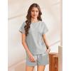 Ekouaer Lounge Sets for Women Textured 2 Piece Shorts Set Cozy Summer Outfits Casual Loungewear Short Sleeve Sweatsuits(Grey)