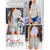 Ekouaer Lounge Sets for Women Textured 2 Piece Shorts Set Cozy Summer Outfits Casual Loungewear Short Sleeve Sweatsuits(Grey)