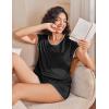 Ekouaer Pajama Sets Lounge Sets for Women 2 Piece Short Sleeve Tops and Shorts Comfy Pjs Sleepwear, S-XXL(Black)