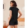Ekouaer Pajama Sets Lounge Sets for Women 2 Piece Short Sleeve Tops and Shorts Comfy Pjs Sleepwear, S-XXL(Black)