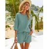 Ekouaer Pajamas Set for Women Half Sleeves Soft Waffle Knit 2 Piece Outfits Lounge Set with Pockets