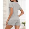 Ekouaer Pajamas Sets for Women Ribbed Knit Sleepwear Set Soft Short Sleeve Pjs with Pockets Casual Lounge Sets with Pockets(Light Grey)