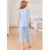 Ekouaer Pajamas for Women Set Short Sleeve Pj Sets Pullover Tops & Capri Pants 2 Piece Sleepwear Loungewear S-XXL(Blue-butterfly)
