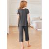 Ekouaer Pajamas for Women Set Short Sleeve Pj Sets Pullover Tops & Capri Pants 2 Piece Sleepwear Loungewear S-XXL(Dark Grey)