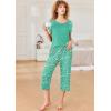 Ekouaer Pajamas for Women Set Short Sleeve Pj Sets Pullover Tops & Capri Pants 2 Piece Sleepwear Loungewear S-XXL(Flamingo)